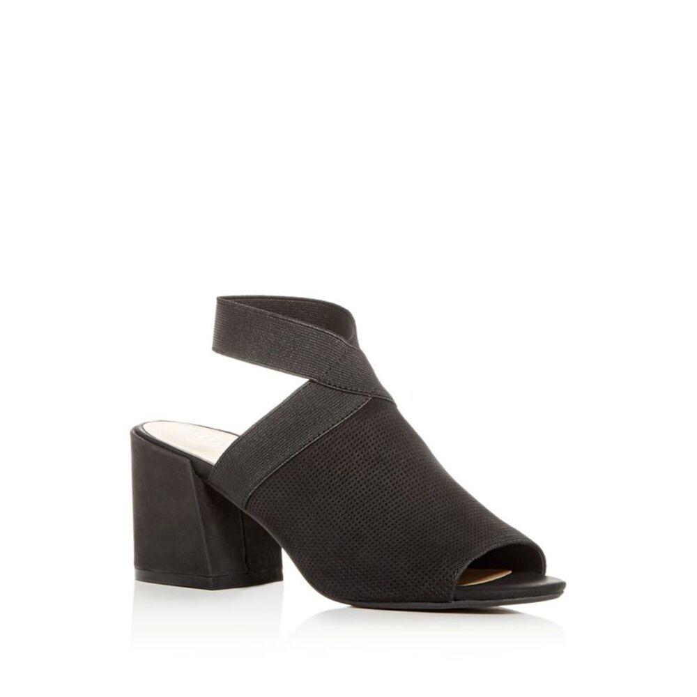 NWT KENNETH COLE Womens Black Peep Toe Slip On Leather Sling Back Sandals 6.5